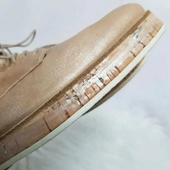 AGL 36 Juliet  Calf Leather Rose Metallic Oxfords Cork Rubber Soles - Picture 3 of 16